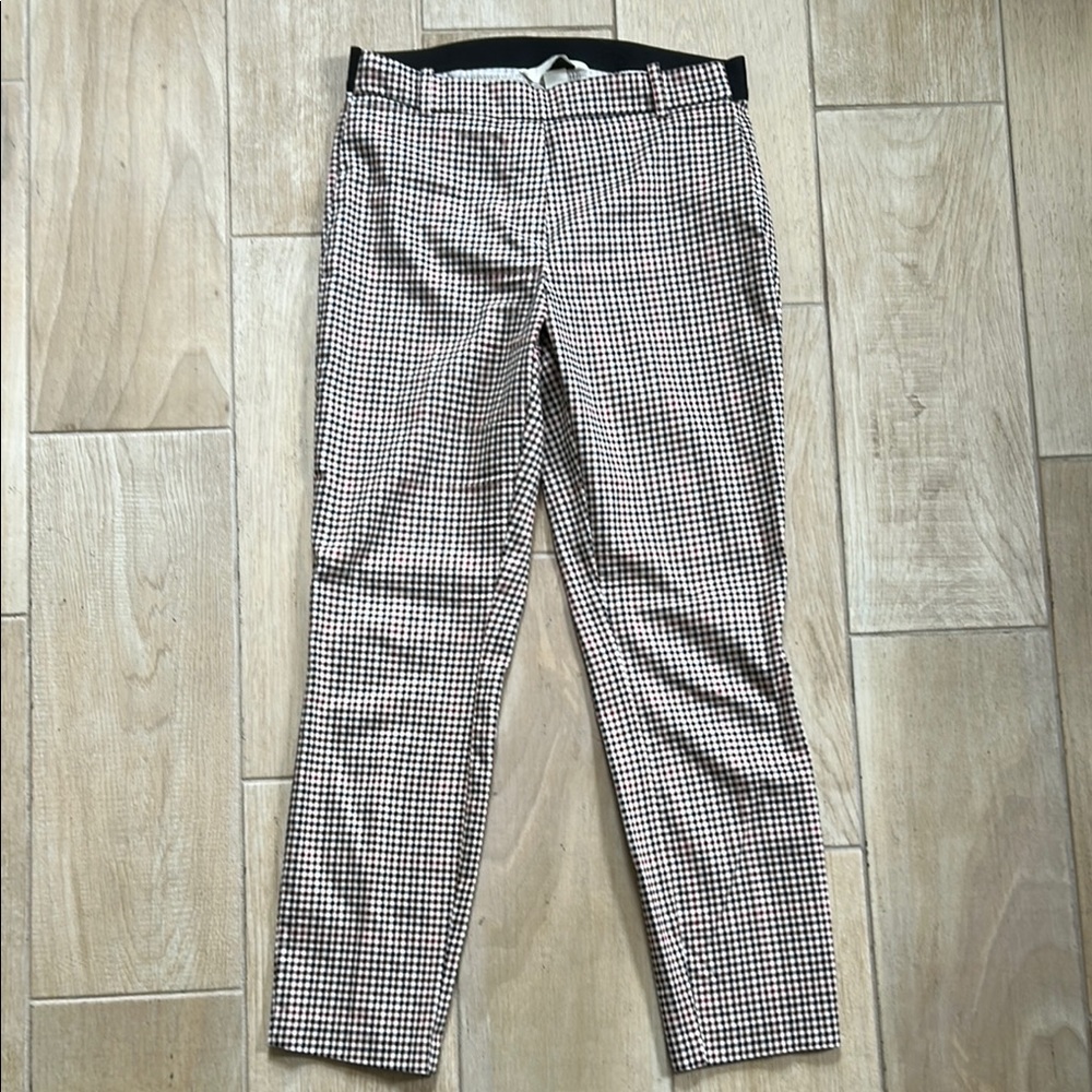 H&M Black, Burgundy and White Skinny Houndstooth Pants
